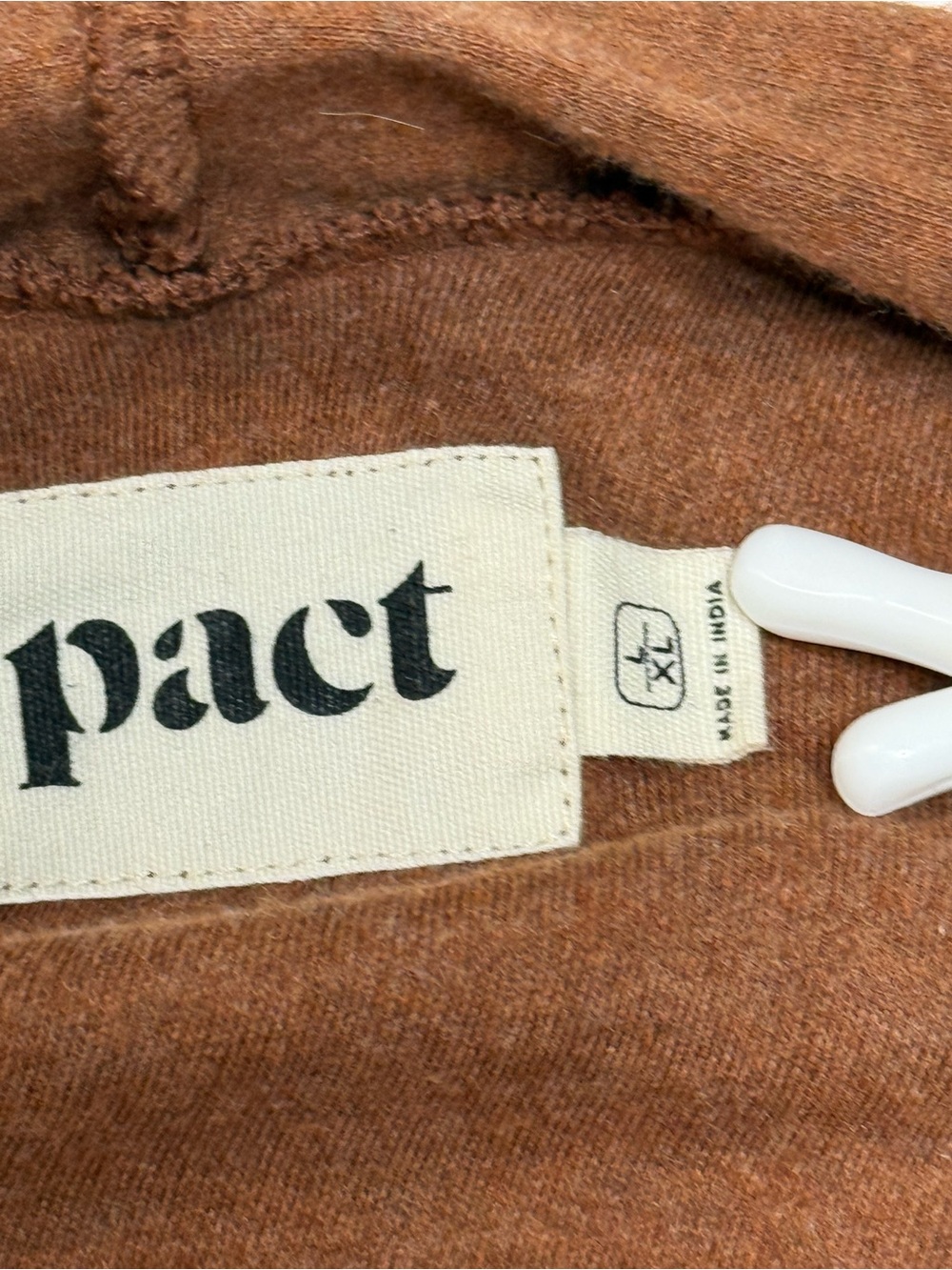 Pact Airplane Cardigan Women L/XL Rust Brown Organic Cotton Open Front Pockets - Picture 9 of 11